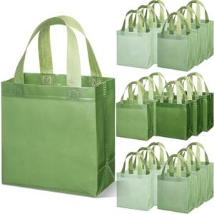 Sweetude 16 Pcs Sage Green Gift Bags with Handles Reusable Easter Goodie Bag for Wedding Birthday Baby Shower Mothers Day