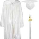 GraduationMall Shiny Kindergarten & Preschool Graduation Gown Cap Set White 27(3'6"-3'8")