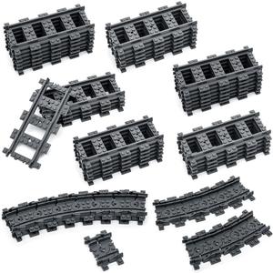 60PCS City Train Tracks, Straight and Flexible Train Tracks Accessories - Railroad Building Toy Compatible with Major Brand