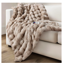 Electric Heated Blanket for Girls & Women, Soft & Luxurious, Faux Rabbit Fur Heating Throw Blankets, 6 Heat Settings, Overheat Protection, Quick Heating, Memory Function, Gift-Ready Design, 50"x60" (Tie-dyed Light Taupe)