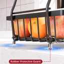 Large 2 Tier Fruit Basket for Kitchen Counter with 2 Banana Hangers, Metal Fruit Bowl with Protection Mats for Vegetable Bread Snack, Black, 14.5" W x 9.5" D