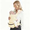 Baby Carrier with Storage Bag, 4 in 1 Front & Back Facing Design, Forward Facing, Adjustable, Baby Essential, Head Support, Baby Carrier for Newborn to Toddler, Almond Yellow