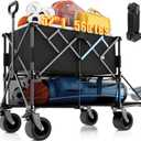 Homebetta 52" Heavy Duty Double-Layer Wagon with Brakes,560LBS Double Decker Wagon,650L Collapsible Wagons Carts with All-Terrain Big Wheels for Sports,Camping,Fishing,Transport