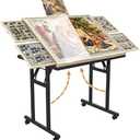 Foldable Puzzle Table with Drawers 1500pcs, 35"x26" Adjustable Tilting Jigsaw Puzzle Table for Adults, Portable Design with Legs, Lockable Wheels & Protective Cover