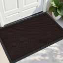 PLEASOR Front Door Mat Indoor Outdoor Entrance, Sturdy Natural Rubber Doormat, Resists Dirt and Absorbent, Low Profile Welcome Mat for Outdoor Entry, 17x30, Brown (2'6" x 1'5" (Rectangular))