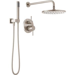 Delta Modern 14 Series Round Rain Shower System Faucet Set, Rainfall Brushed Nickel Shower Head and Handle Set, Valve Trim Kit, 10 Inch, Spotshield Stainless 342702-SP