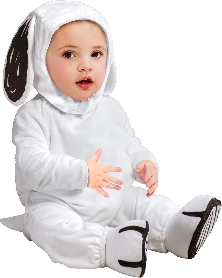 Rubies baby-boys Peanuts Snoopy Costume Jumpsuit, Hat, and Booties (12-18 Months, White)