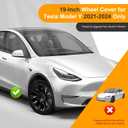 Tesla Model Y Wheel Covers 20202024, Full Fit Hubcaps with Left-Right Aero Symmetry, Matte Black ABS+PC, Reduced Wind Drag, Snap-On Install, Includes Tire Repair Kit (19 Inch 7-Spoke)