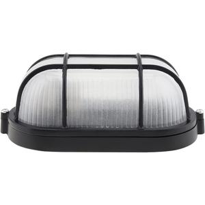 RTNLIT Nautical Bulkhead Light Fixture, Black Outdoor Wall Light Fixture for Wall or Ceiling, Wet Location for Sauna Room, (Grid Oval, with Frosted Glass Lens, E26 Base)