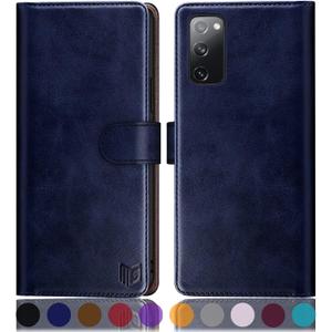 SUANPOT for Samsung Galaxy S20 FE Leather Wallet case with RFID Blocking Credit Card Holder, Flip Folio Book PU Cell Phone Cover for S20FE 5G Shockproof case Pocket for Men for Women 6.5 Blue
