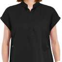 Medical Scrub Tops for Women - Mandarin Collar Soft Stretch Women's Scrub Top, Relaxed Fit Scrub Shirts (XX-Large, Black)