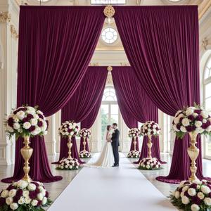 20ftx15ft Burgundy Backdrop Curtain for Wedding Parties, 4 Panels Wrinkle Free 15 FT Long Polyester Photo Backdrop Drapes Back Drop Cloth for Birthday Photography Background