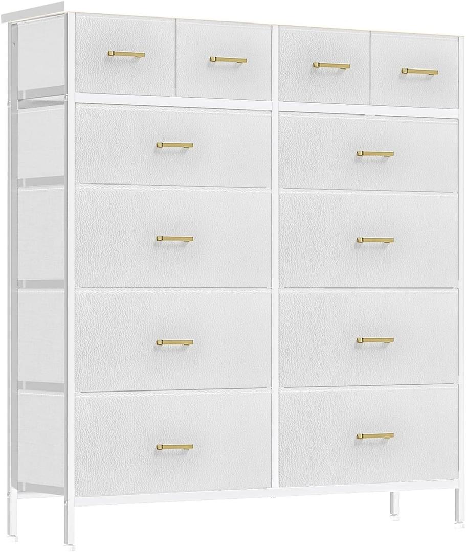 VASICAR 12 Drawers Dresser for Bedroom, Compact Chest of Drawers, 11.8"D x 31.5"W x 37.2"H
