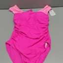 B2prity Womens One Piece Swimsuit Retro Square Neck Tummy Control Bathing Suits Ruched Modest Full Coverage Swimwear (Medium, Pink,hot Pink)