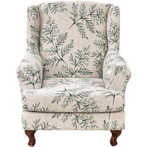 KRFOONN Stretch Wing Chair Slipcovers Printed 2 Piece Wingback Chair Covers Soft Spandex Wingback Armchair Slipcover Furniture Protector Chair Covers for Living Room Wingback Chair, T1