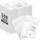ANZNKU 300 Pcs Resealable Mylar Bags, 4x6 Inch Resealable Bags for Small Business, Smell Proof Hangover Kit Bag, Foil Zipper Pouches with Clear Window for Food Storage Party favor(White)