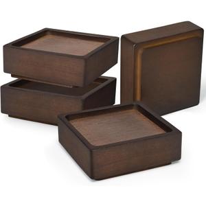 Sopicoz Wood Bed Risers, Heavy Duty Wood Blocks, 1 inch Stackable to 2 inch 3 inch 4 inch High, Furniture Risers for Couch Sofa Cabinet Ottoman End Table (4 pcs Square)