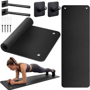 Briwooody Yoga Mat Wall Mount with Holes
