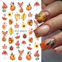 ONPRESS 10Sheet Fall Nail Art Stickers Maple Leaves Nail Decals 3D Self Adhesive Nail Stickers Decals Cute Fox Pumpkin Orange Fruit Gel Nails Stickers Autumn Flowers Nail Supplies for Women DIY Nails