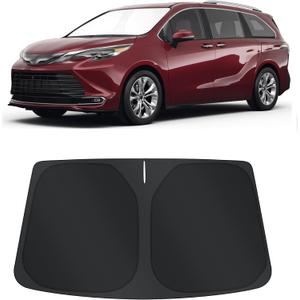 TINGLU Sun Shade for Toyota Sienna Mini Van 2021-2024 2025 2026 Accessories Windshield Sun Shade Window Shade UV Rays Protection Sun Visor Cover with Steering Wheel Sunshade Storage Bag