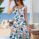 Summer Dresses for Women 2025 Elegant Classy Sleeveless Boho Midi Sun Dress Spring Break Travel Beach Vacation Clothes (XXL)