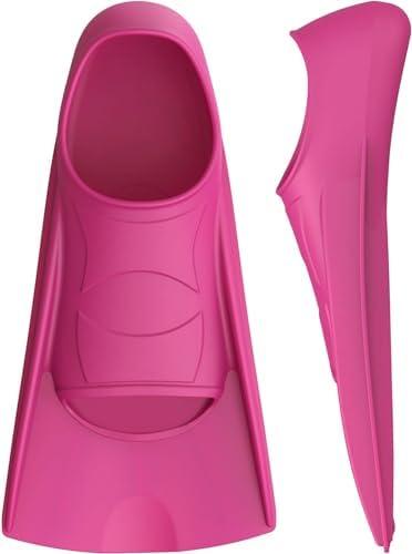 Gintenco Swim Fins, Kids Swim Training Fins for Lap Swimming, Travel Size Flippers with Mesh Bag, Silicone Swimming Fins for Kids Teens Adults Women Men, Size M 36-38