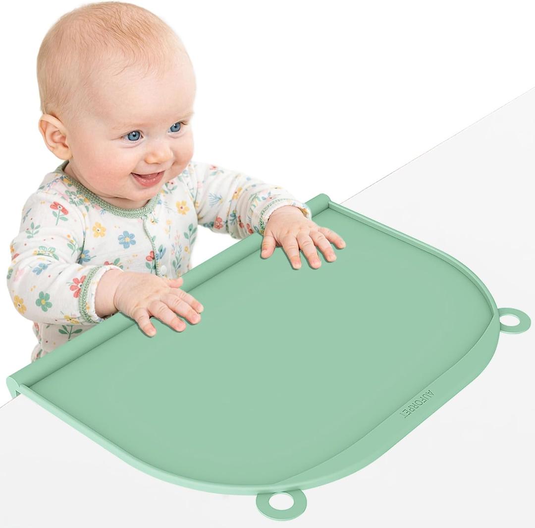 Large Silicone Suction Mat, 17" x 12" Thick Mats with EdgeBumper, Raised Edge Leakproof, NonSlip for Kids Toddler Baby Essentials Table Placemat, Restaurant Eating, Plates, Art, Craft & Painting