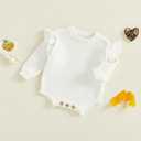 LZUBCPY Baby Girl Sweater Bubble Romper Ruffle Long Sleeve Chunky Knit Solid Bodysuit Cute Newborn Infant Fall Winter Clothes (White)