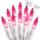 Brizled Pink Valentine Lights,300 Count 69.6ft Incandescent Pink Lights, Connectable Indoor String Light White Wire, UL Certificated Mini Christmas Tree Light for Bedroom Wedding Birthday Xmas Decor