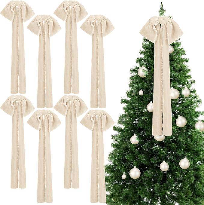 8 Pcs Extra Large Valentines Day Velvet Bows, 17.7 x 8.7 Vintage Raw Edge Ribbon Swag Bows for Romantic Home Decor, Door Wall Mantel Hanging Decorations