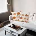 2 x TAJWE Fall Pillow Covers 18x18 Inch Set of 2 Orange Maple Leaves Pumpkins Autumn Pillowcases Farmhouse Decorative Seasonal Thanksgiving Harvest Cushion Cases for Sofa Couch Home Decor