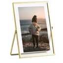 eletecpro 8x10  Metal Picture Frame with Real Glass Cover, Horizontal Tabletop Display Photo for Multiple Size up to 8X10, Floating Photo Frame for Wedding, Party, Home Decor,black