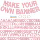 BEISHIDA 116 PCS A-Z DIY Letter Banner Kit Make Your Own Banner Including 111 Letters and Numbers 3 Rope and 2 Threading Device,Customized for Birthday Graduation Wedding Decor Dark Pink