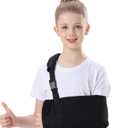 Kids Breathable Arm Sling for Shoulder Injury and Surgery Recovery, Padiatric Elbow Brace Support for Broken Arm, Fits Both Arms (Large)