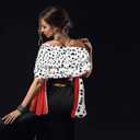 Apragaz 2 pcs Halloween Costume for Women, Dalmatian Shawl with 1920s Red Gloves for Halloween Cosplay Party (One Size)