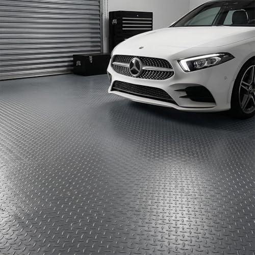 LITA Rubber Flooring Rolls Mats, Heavy Duty Diamond Plate Garage Floor Mat, PVC Water/ Stain Outside Resistant Parking Rv Trailer Flooring 4FTx10FT