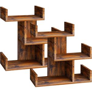 Display Shelf Desktop Bookshelf Wood Desktop Bookshelf for Living Room, Bedroom Shelves for Decor 13.4L*6.30W*14.2H Inches Rustic Brown