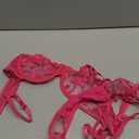 Lilosy Sexy Underwire Cute Push Up Strappy Embroidered Mesh Sheer Lingerie Set See Through Panty Bra (Small, Bow Hot Pink)