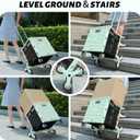 FELICON SELORSS Folding Utility Cart Portable Rolling Crate Handcart with Stair Climbing Wheels&360Swivel Wheels Telescoping Handle Plastic Box Dolly for Travel Shop Move Office Teacher Use(Green)