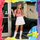 3Pcs Halloween Women Costume 2025 Accessories with Socks Stain Hot Pink Headband Large Rainbow Star Patch for Girls Cosplay