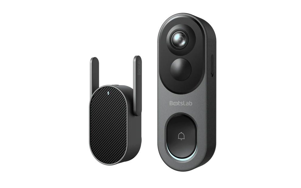 BOTSLAB Pro 2 Wireless Video Doorbell Camera, No Monthly Fee, 180° Wide Angle