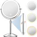 Vanity Mirror with Lights 7" Rechargeable 1x/10x Lighted Makeup Mirror Adjustable Height Double Sided Mirror with Lights 360Rotating Makeup Mirror