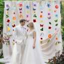 5pcs 36 ft Flower Garland Artificial Hanging Wildflower Garland Fake Silk Flower Vines Floral Garlands with Butterfly for Spring Summer Wedding Bridal Birthday Grad Party Backdrop Background Decor