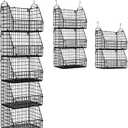 Stackable Wire Storage Baskets for Kitchen Closet Pantry, Hanging Closet Organizers Storage Shelves Organization, Wall Mount Metal Basket Bins, Clothing Vegetable & Fruit Organizer 5 pcs
