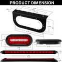 6" Inch Oval Led Trailer Tail Lights Kit w/Mounting Brackets Tail Lights Backup Reverse 4Amber 2Red Mini Marker Lights 13.8" Red Led 3RD Brake Identification Trailer Light Bar