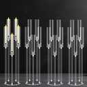 4Pcs 5 Arms Acrylic Candelabra Centerpieces for Tables Decortion,Clear Candle Holder for Wedding Dinner Fireplace Decoration,35 inches Tall Candlesticks Holder with Lampshade, Fits LED Candle