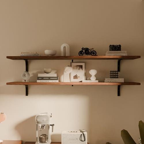 Amazon.com: TEDIDUWA 12x48 Inch Rustic Brown Wood Floating Shelves 2-Pack - Farmhouse Brown Wall Shelves with 100 lbs Capacity, Easy Installation for Living Room, Kitchen, Bathroom : Home & Kitchen