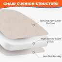 Sunsleek Chair Cushions for Dining Chairs, D-Shaped Seat Cushions with Removable Washable Cover and Ties, Chair Pads for Kitchen, Indoor Dining Room, Patio Chairs, 17'' x 16'', Set of 4, Beige