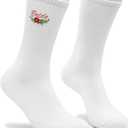 Embroidered Flower Bride Socks - Wedding Day 'BRIDE' Crew Socks - Funny Bridal Party Favors for Bachelorette Gift - Cute Bride-to-Be Essentials. (205)