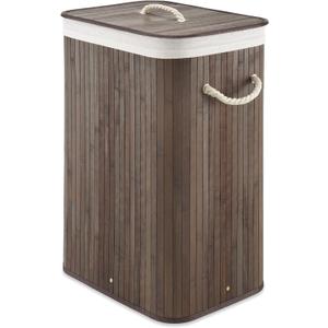 Whitmor Laundry Hamper with Rope Handles Bamboo, 12.25x16.25x23.375, Dark Stain